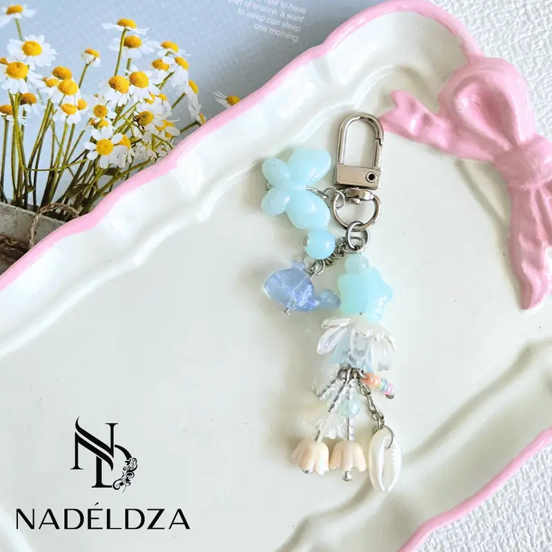 Nadeldza Jellyfish Bagcharm Bunga Aesthetic Glow in the dark Luna Series/ Gantungan Tas HP Ubur-ubur Bunga Aesthetic 3