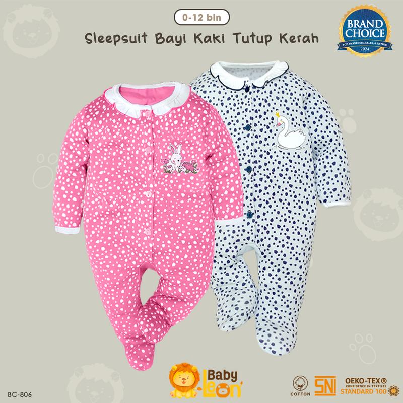 BABYLEON Jumpsuit Bayi 0-1Th Jumpsuit Renda Kaki Tertutup Lengan Panjang Jumper Bayi Perempuan Newborn BC-806 Baju Cewek Baby Sleepsuit Baju Tidur Bayi Jumpsuit Panjang Kaki Tutup Pakaian Bayi 0