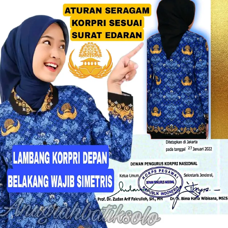 Baju Korpri Resmi Pria dan Wanita berlapis Furing kain katun c40s sritex 2