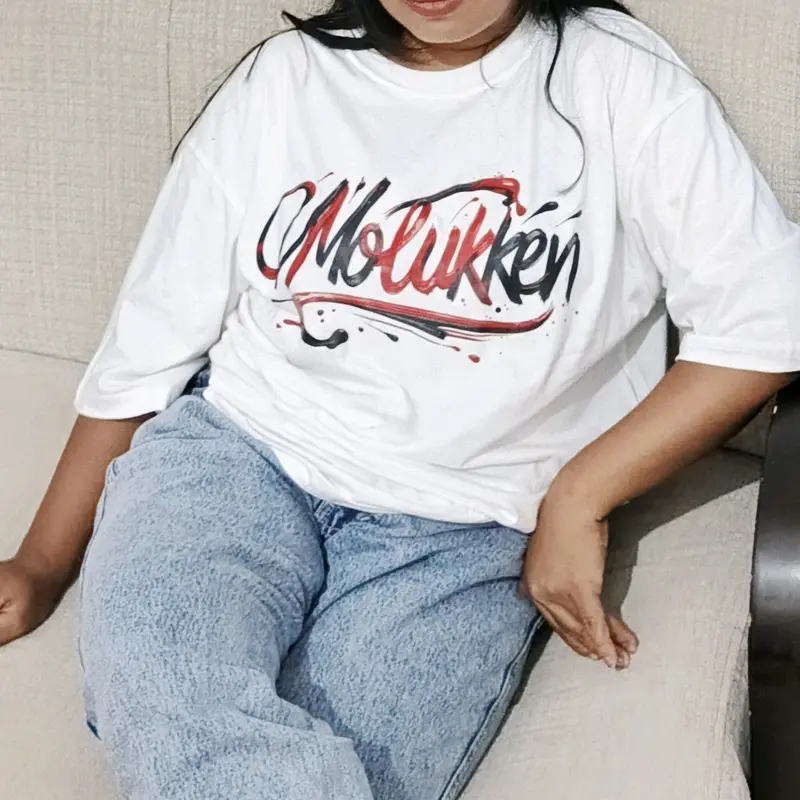 Baju Kaos Molukken Putih Motif Paint Pria Wanita - Distro Katun Combed 24S Premium Lembut dan tebal 1
