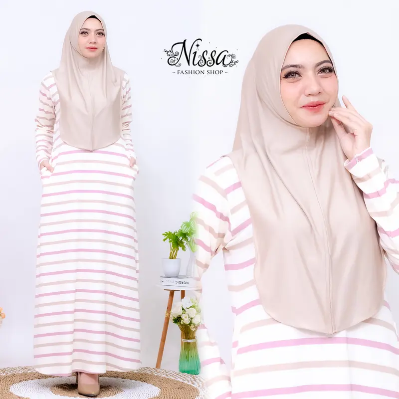 Set Aulia Dress Hijab Syar'i Mix Jersey Premium - Gamis Muslim 1