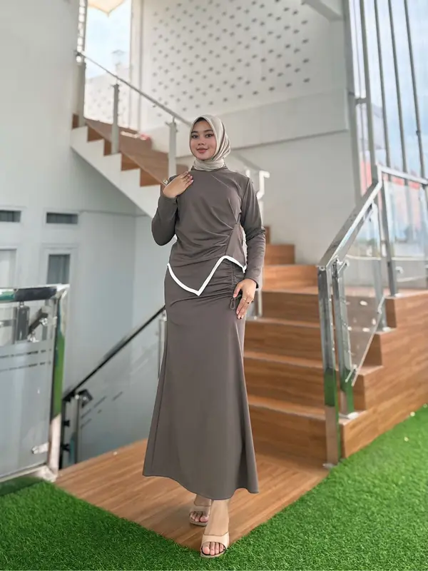One Set Rok Airin ( Atasan dan Rok ) Model Mermaid Serut Simpel Terbaru 2024 0