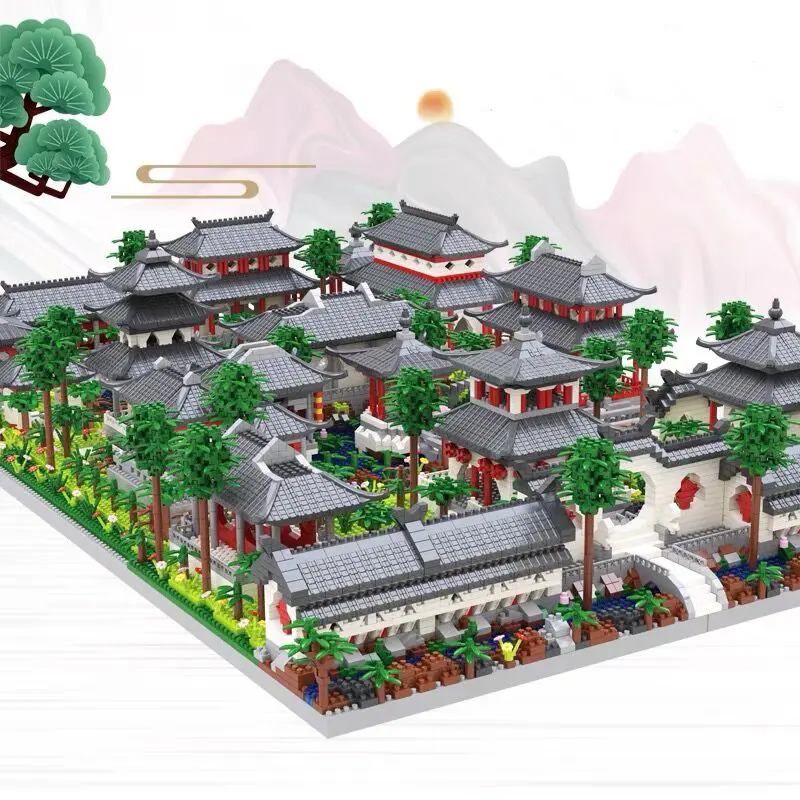 Chinese Architecture Nano Balok Garden Cina Building Micro Partikel Blok Bangunan Building Block Bricks RumahBuilding Block
