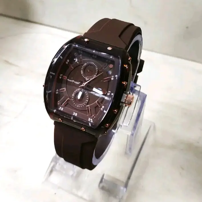 jam tangan wanita terlaris baut model oval strap rubber Analog Elegan Hadiah 2