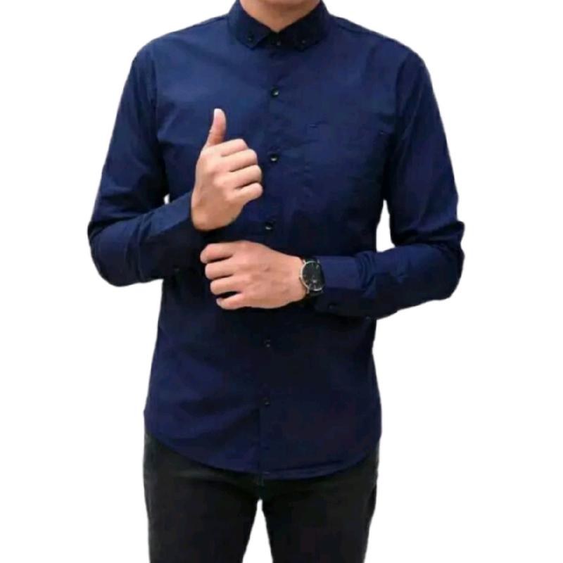 Kemeja Boyi Top Man Lengan panjang Polos Casual Slim Fit Kantor 6