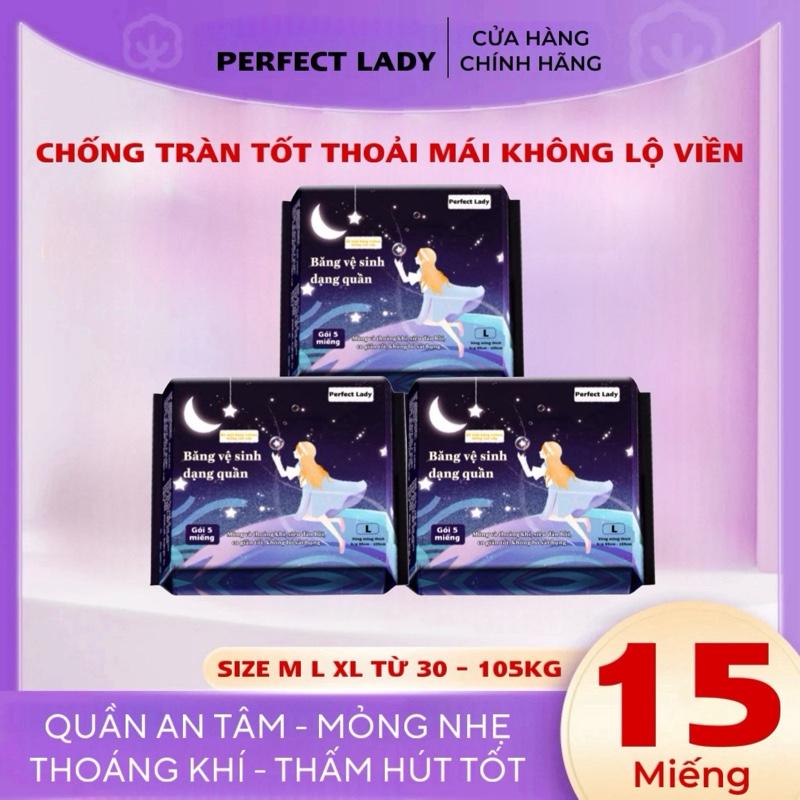  COMBO 3 GÓI  15 MIẾNG  Băng vệ sinh dạng quần PERFECT LADY thấm hút tốt mềm mại thoáng khí dùng được cả ngày và đêm phụ nữ sau sinh - Tampon 