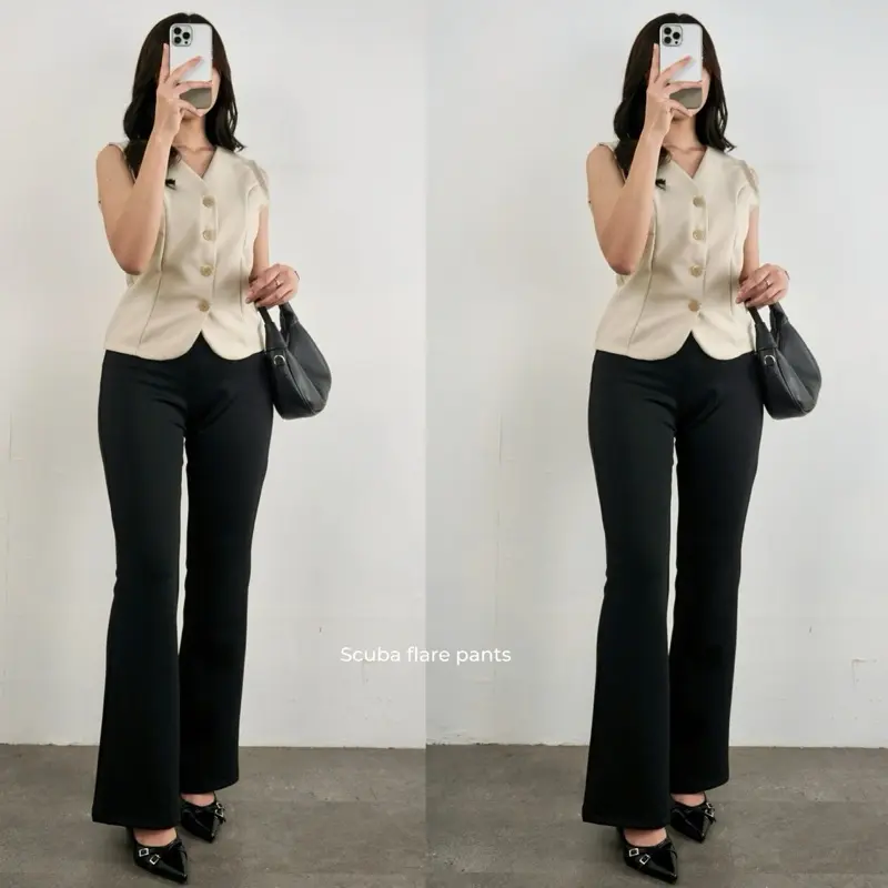 Celana Higwaist Flare Pants - Celana Flare Pants - Highwaist Kulot Cutbray 0