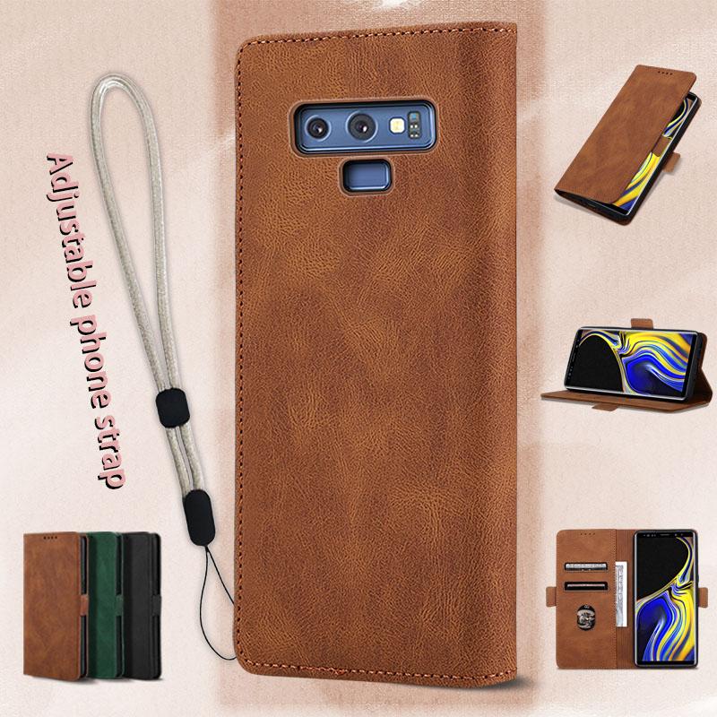  Bao da nắp gập Dành Cho Samsung Note 9 ví khe cắm thẻ vỏ có dây buộc điện thoại có thể điều chỉnh 