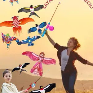 HRC Layang-Layang Mini Kecil 35x20cm Karakter Burung Kupu-kupu Dengan Tali Joran Mainan Layangan Anak Hadiah Kado Mainan Outdoor