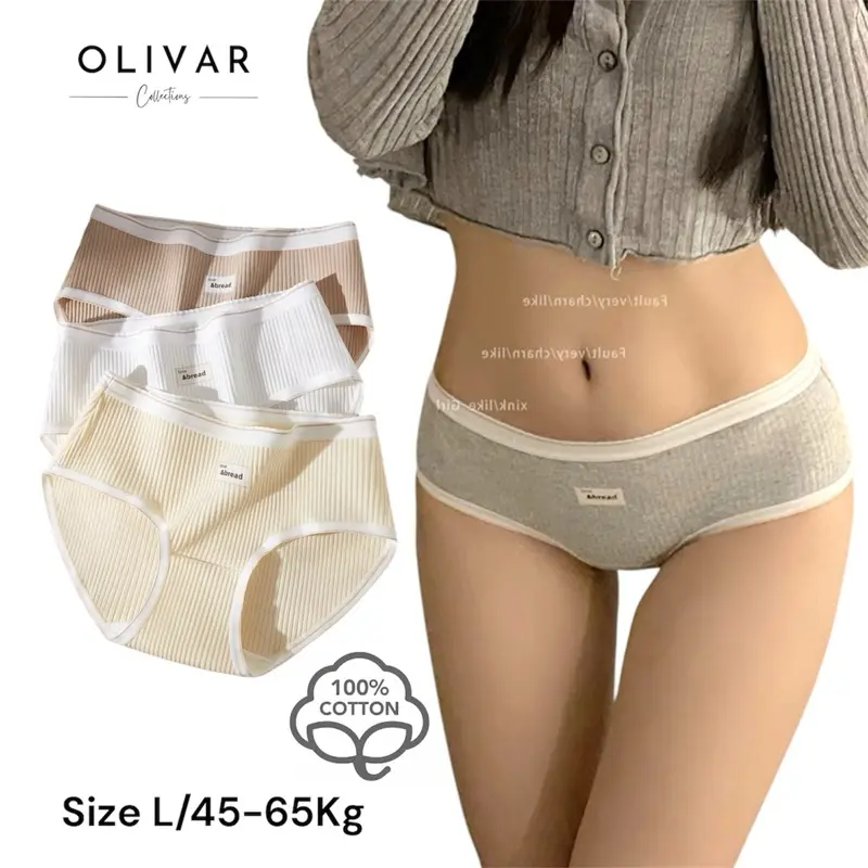 OliVar - Celana Dalam Perempuan Katun Stripes 60s Lembut Comfort Cotton Panty Premium CD Wanita 0