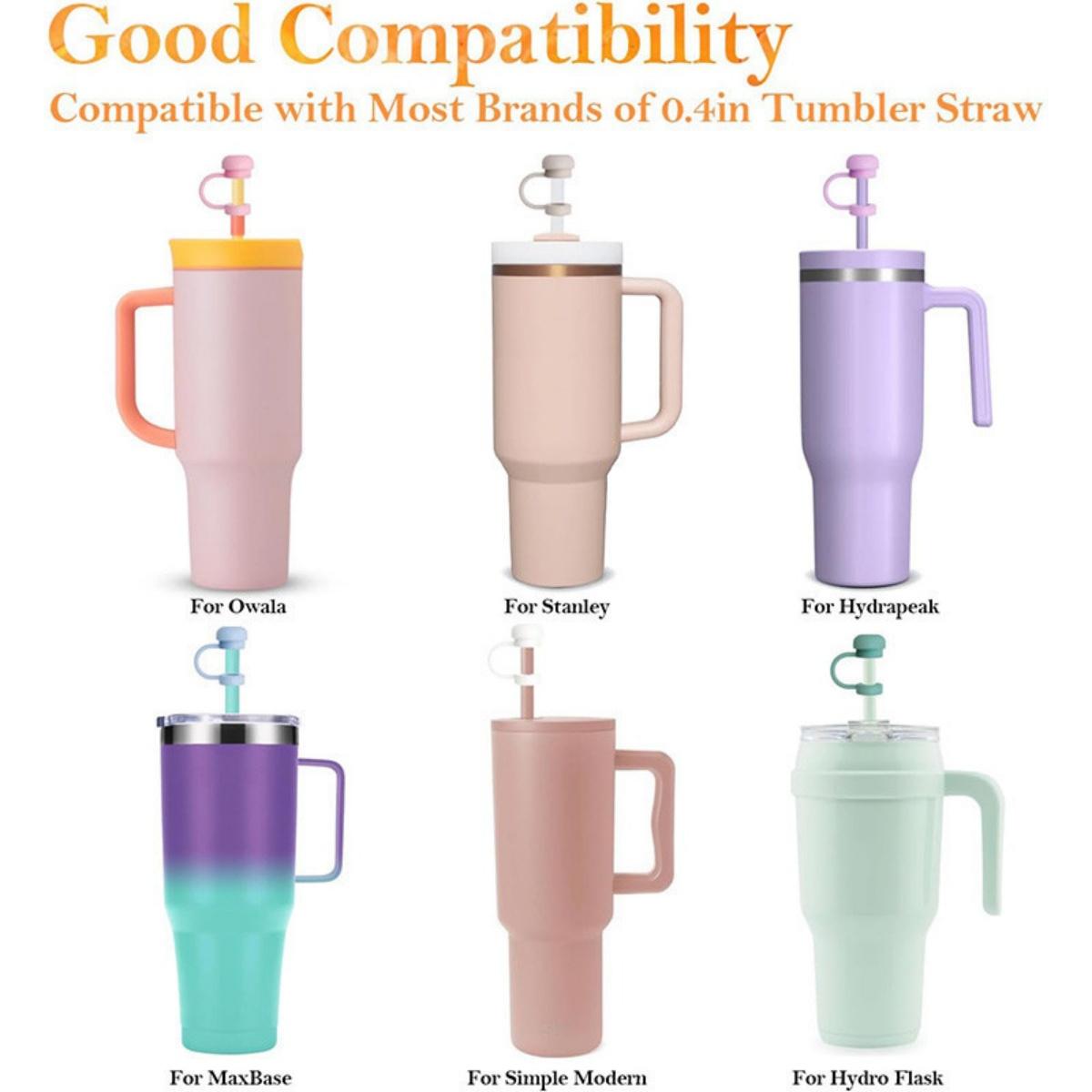 Penutup Tumbler Sedotan 10mm Silikon Reuseable Untuk Stanley Warna Putih Pink Ungu Hijau Hitam Bunga Sakura Anti Debu Cocok Segala Merek Gelas 40oz 20oz