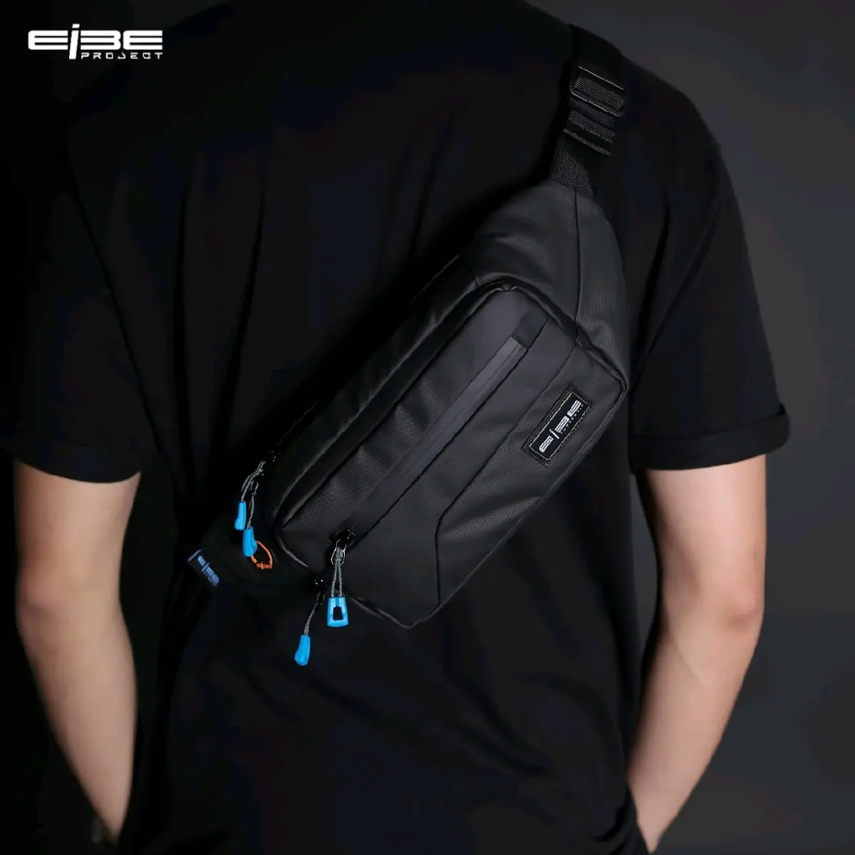 PHANTOM Waistbag Slingbag Waterproof Tas Pinggang Selempang Ringan Anti Air Pria Hitam