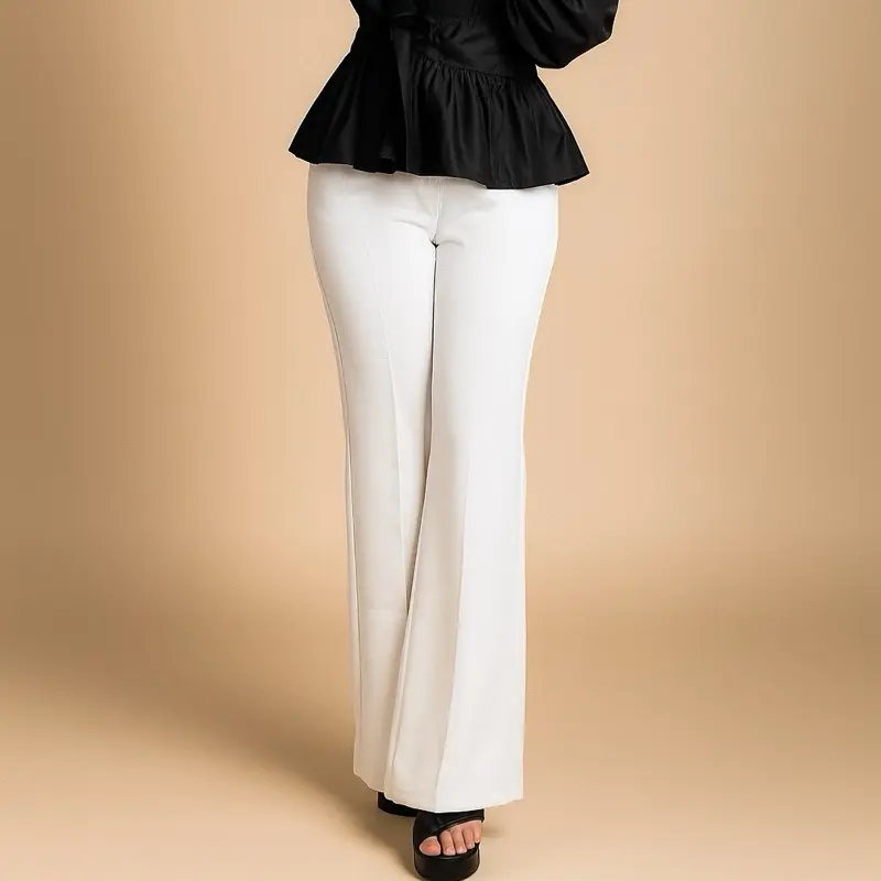 Celana Cutbray Wanita Scuba High Waist Kekinian | Cutbray Polos Putih High Waist Kekinian Scuba – Stylish Muslim Panjang Bawahan Kulot