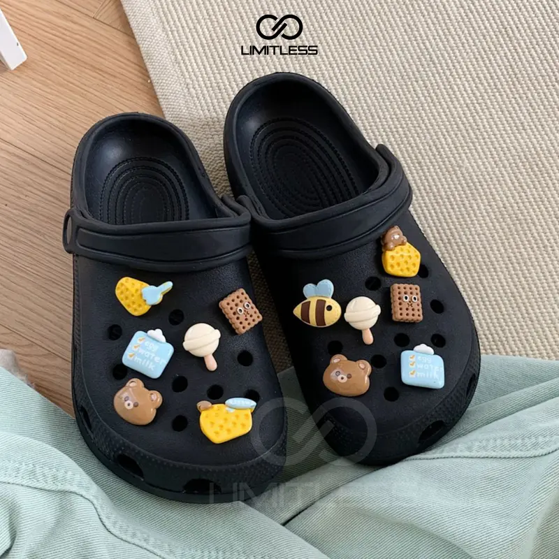 Zerolimit - Sandal Slop Karet Anak Laki Laki Baim Jibbitz Karakter Lucu Ringan Sendal Slip On Anak Cewek Empuk Nyaman Terbaru 2025 Fashion Anak 0