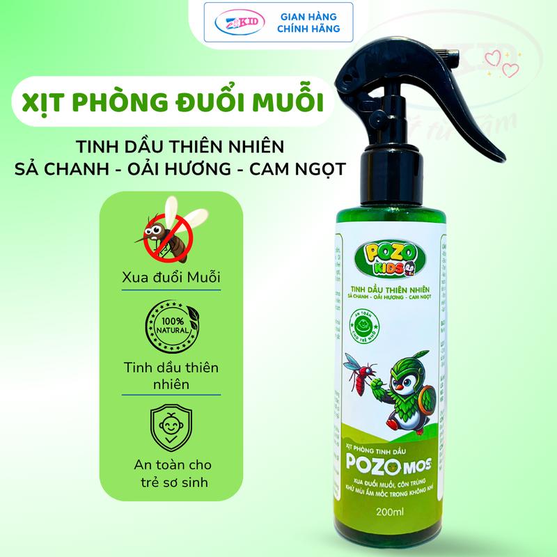  POZOKIDS - Xịt Phòng Tinh Dầu Đuổi Muỗi Pozo Mos - Đuổi Muỗi Khử Mùi Thơm Phòng Thư Giãn Hiệu Quả - An Toàn Cho Trẻ Nhỏ - Tinh Dầu Sả chanh Oải Hương Cam Ngọt. 