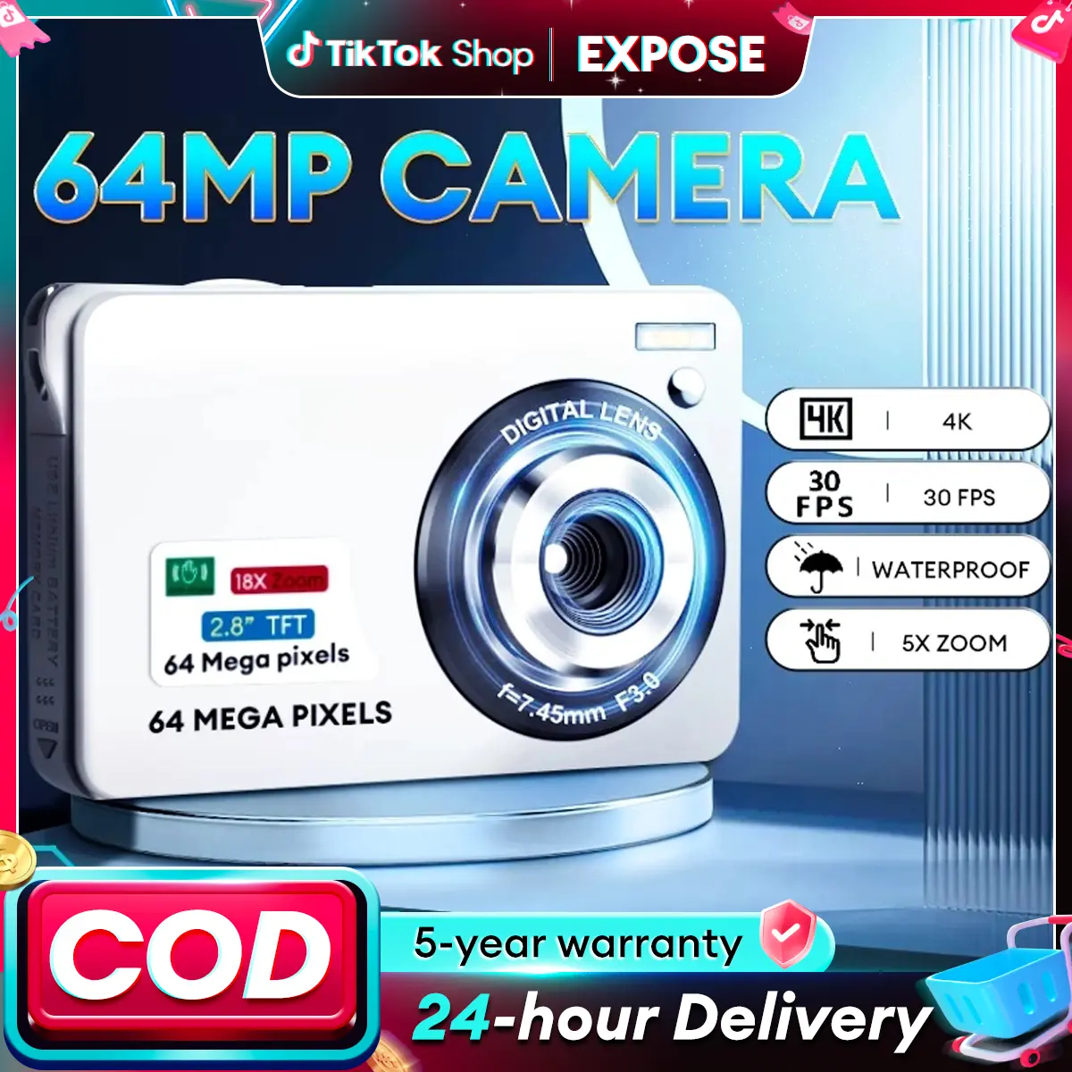 EXPOSE CCD Camera CCD 64 Million Pixel 2.7 Inch HD Screen Children Camera