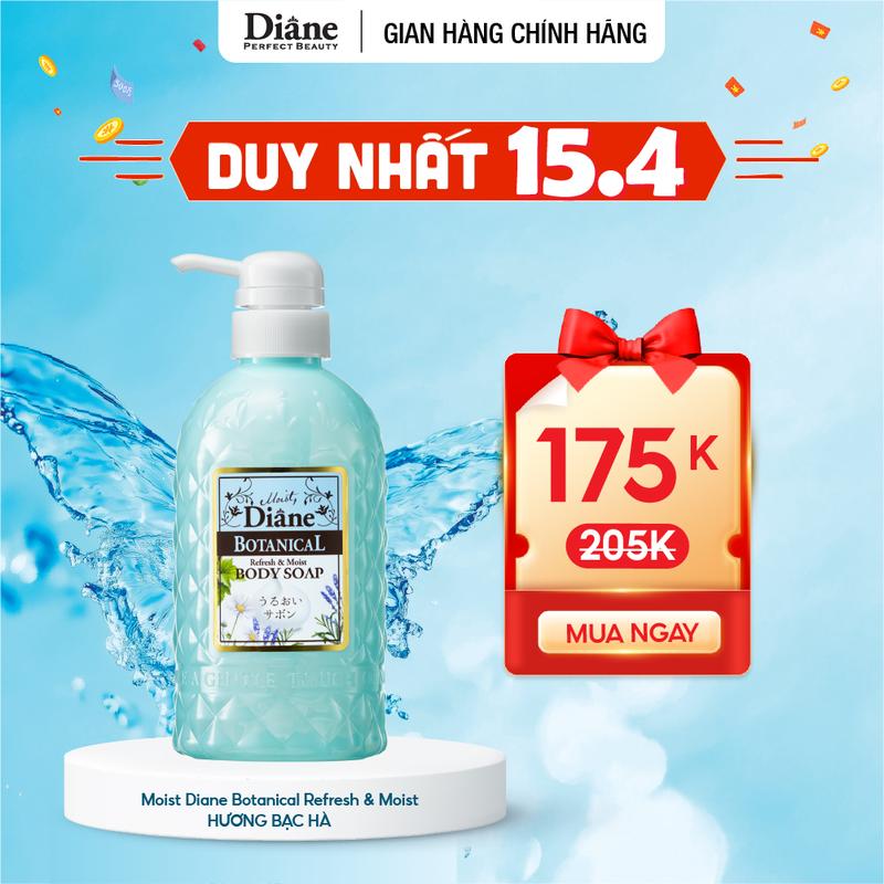 Sữa Tắm Tự Nhiên Chăm Sóc Da Dịu Nhẹ Hương Trái Cây Phù Hợp Mọi Loại Da Moist Diane Botanical Fresh & Moist - 500ml