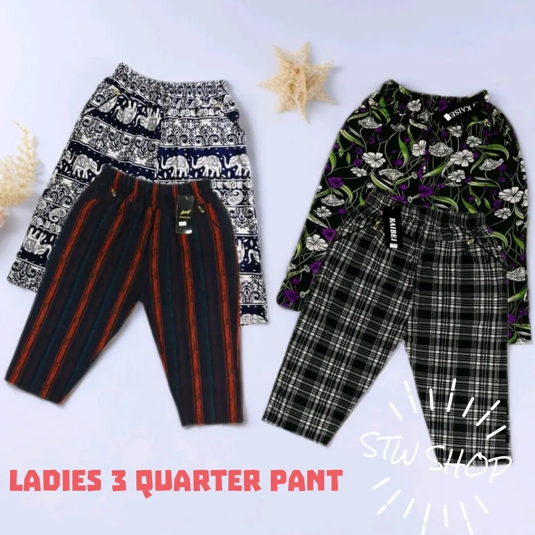 (117) Ladies Elastic Waist 3 Quarter Pants