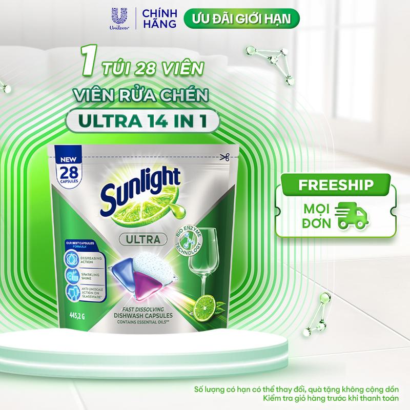 Túi Viên Rửa Chén Bát Sunlight 14 in 1 Dành Cho Máy Rửa Chén