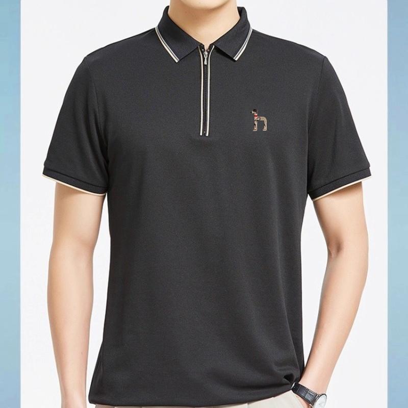 Polo Shirt Pria kaos kerah pria lengan pendek Polo Zipper Pria kaos polo bordir