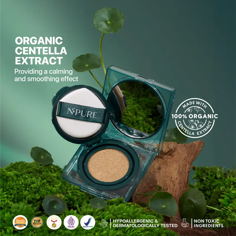 【Cushion】NPURE Centella Asiatica Flawless Matte Power Cushion / Cushion Kulit Jerawat / Skincare Infused /  Hypoallergenic / Dermatologically / Non-Acnegenic / Foundation Wajah / Concealer Berjerawat / Long Lasting 4