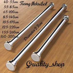 Tiang Gorden Batang Stainles,Tirai Fleksible Tanpa Paku Gantungan Serbaguna Teleskopik Gantungan Baju, Tongkat pipa ajaib, Tiang kolong dapur , tongkat kamar mandi, tiang tanpa bor, pipa gorden fleksibel