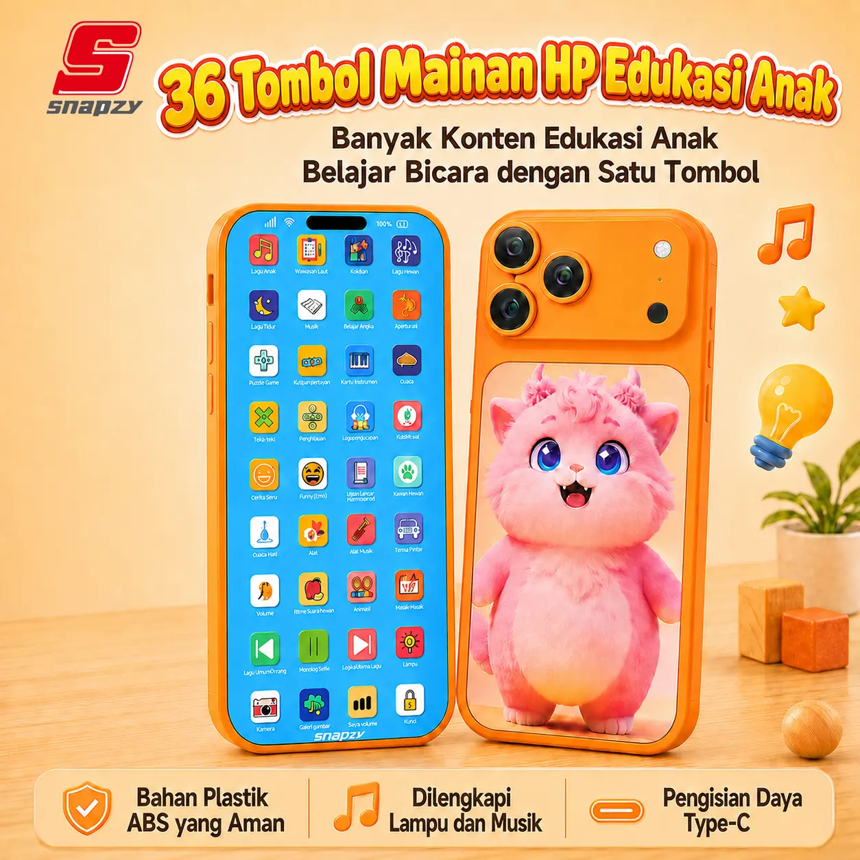 Snapzy Hp Anak Layar Sentuh Phone17 Handphone Mainan Anak Mainan Hp Edukasi Anak 36 Tombol Smart