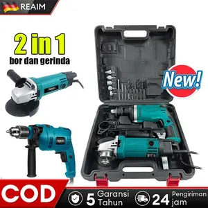 REAIM Mesin Bor & Gerinda 2in1 13mm 400W & 500W 220V 26000rpm 100mm Disc 35pcs Set Garansi 5 Tahun COD Pengiriman 24 Jam - Bearing