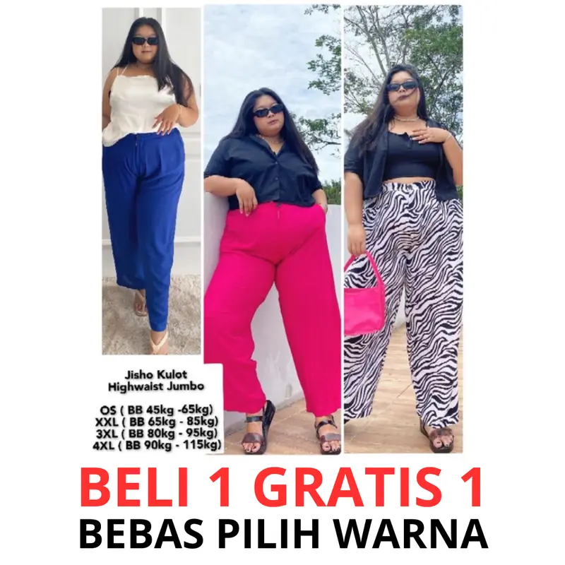 Jisho Kulot Bigsize Wanita, Rayon Berkualitas, Nyaman dan Adem - Variasi, Panjang 0