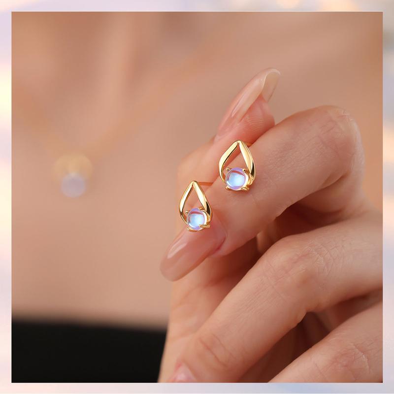 Product Introduction of Bộ Bông Tai Và Vòng Cổ, Thiết Kế Đá Sáng Bóng Bằng Bạc Sterling 925, Phong Cách Dễ Thương Và Thanh Lịch, Tinh Tế, Quà Tặng Miễn Phí, 1 Chiếc Nhẫn Trái Tim Hợp Kim, [223] 7