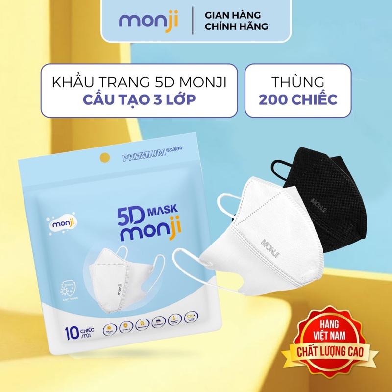 200 Chiếc Khẩu Trang 5D Monji Cao Cấp, Mask 3 Lớp Kháng Khuẩn, Loc Bụi Mịn, Chống Tia UV Hoa Phụ Kiện