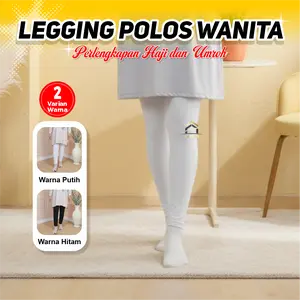 ANP88 - Legging Polos Wanita Muslimah Standar Perlengkapan Haji & Umroh Rayon Premium Nyaman Elastis Tidak Menerawang Warna Putih