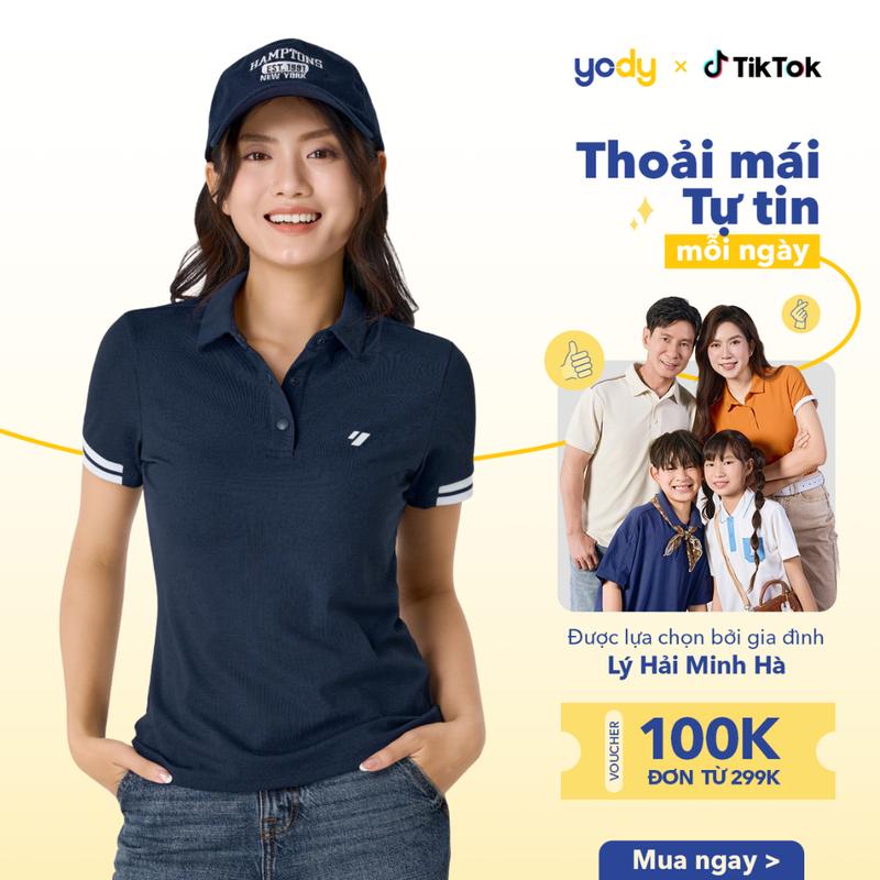 Áo Polo Nữ YODY Thể Thao Waffle Phối Bo Tay Thoáng Mát Dễ Phối Đồ WAPO25A469