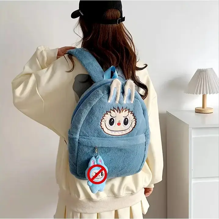 Tas Karakter Boneka Labubu Bulu Mewah Halus Tanpa Gantungan - Fashion 3
