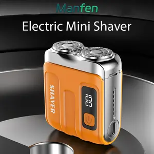 Manfen Portable Electric Shaver Dual Blades Mini Waterproof Trimmer USB-C Rechargeable Metal Body Elektrik Pria Wajah Kumis Cukur Jenggot Shaver Mesin Pencukur