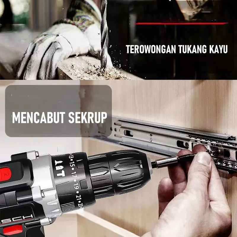 Bor tangan bor listrik litium alat listrik perangkat keras yang dapat diisi ulang obeng listrik genggam multifungsi 2