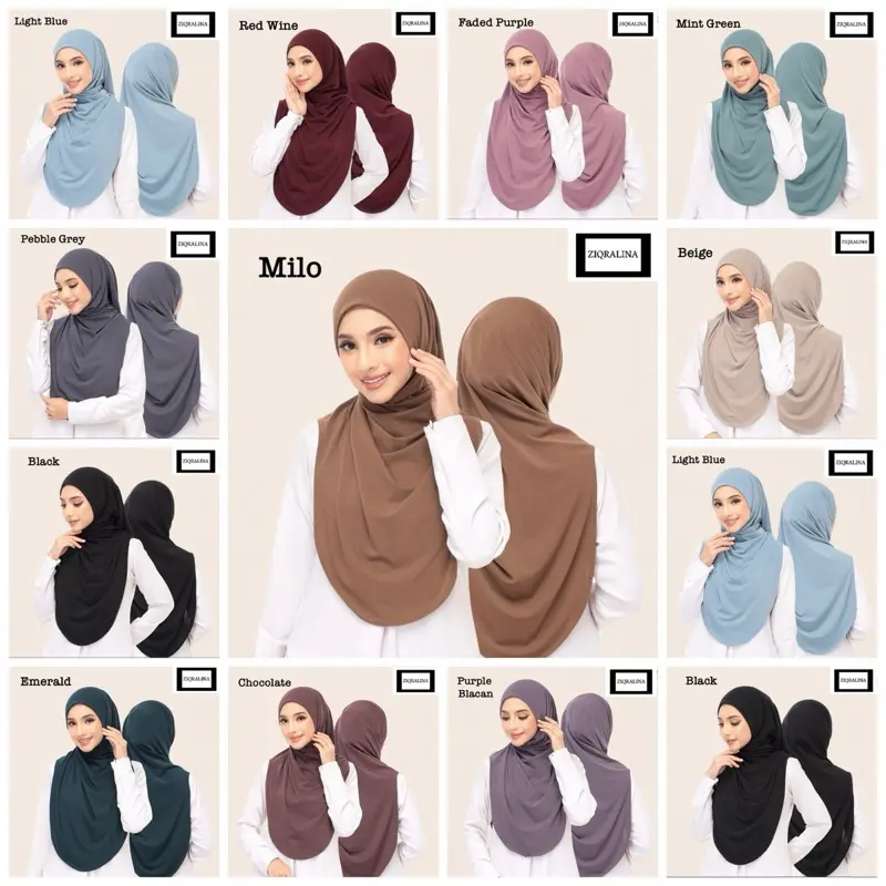 Instant Tudung Twist! Ironless moscrepe. No need  pins / brooches! Just wear and twist!