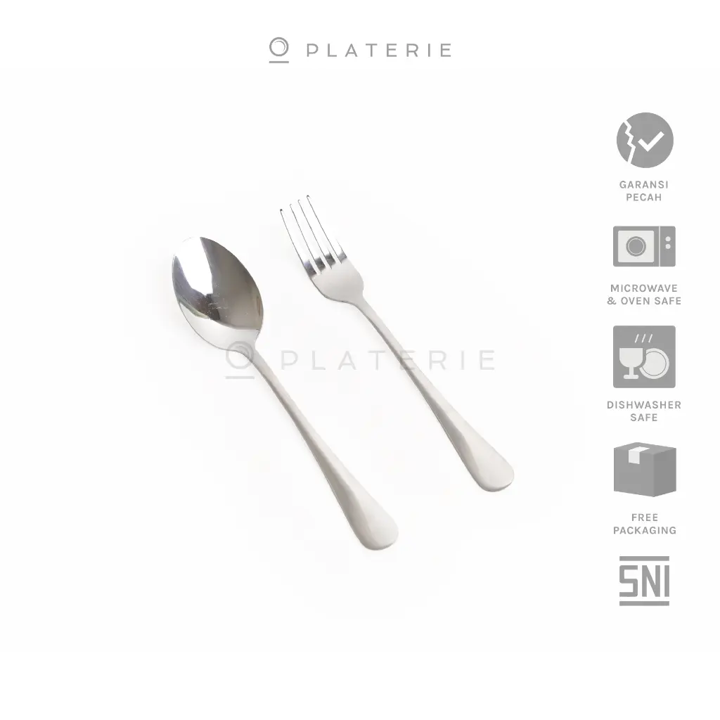 PLATERIE Silver Cutlery Sendok & Garpu Circular Stainless Steel