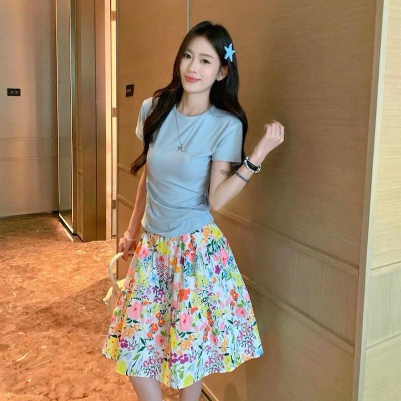 Chân váy xinh, chân váy ngắn Summer Milan’s họa tiết phong cách Hàn dễ thương, chất liệu thô cotton thoáng mát