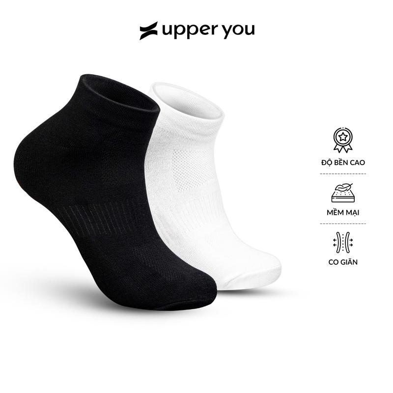   Combo 5 đôi  Tất Vớ Bamboo Sợi Tre Cổ Ngắn UPPER YOU Unisex Cao Cấp Khử Mùi Hôi Chân Thấm Hút Dày Dặn 2 Màu Đen Trắng - BSF2004 BSF2009 