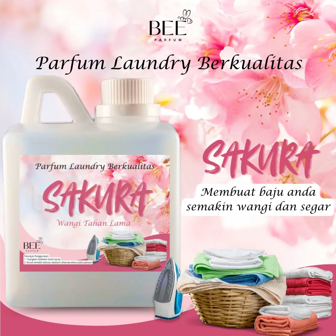 BEE PARFUM LAUNDRY | BEST SELLER | AROMA SAKURA | 500ML | PENGHARUM PAKAIAN | PEWANGI PAKAIAN | PARFUM LAUNDRY | PAKAIAN WANGI TAHAN LAMA | BISA COD