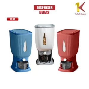 [COD] SK C360 Dispenser Beras 10 KG Tempat Wadah Penyimpanan Beras Otomatis biru hijau Merah