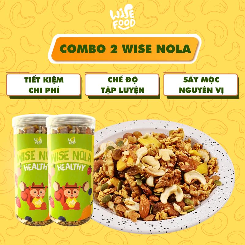Combo 2 Wise Nola - Granola Healthy Wise Food 500g, Sấy Mộc Dành Cho Người Ăn Healthy, Hạt Ngũ Cốc Dinh Dưỡng Bag Bag