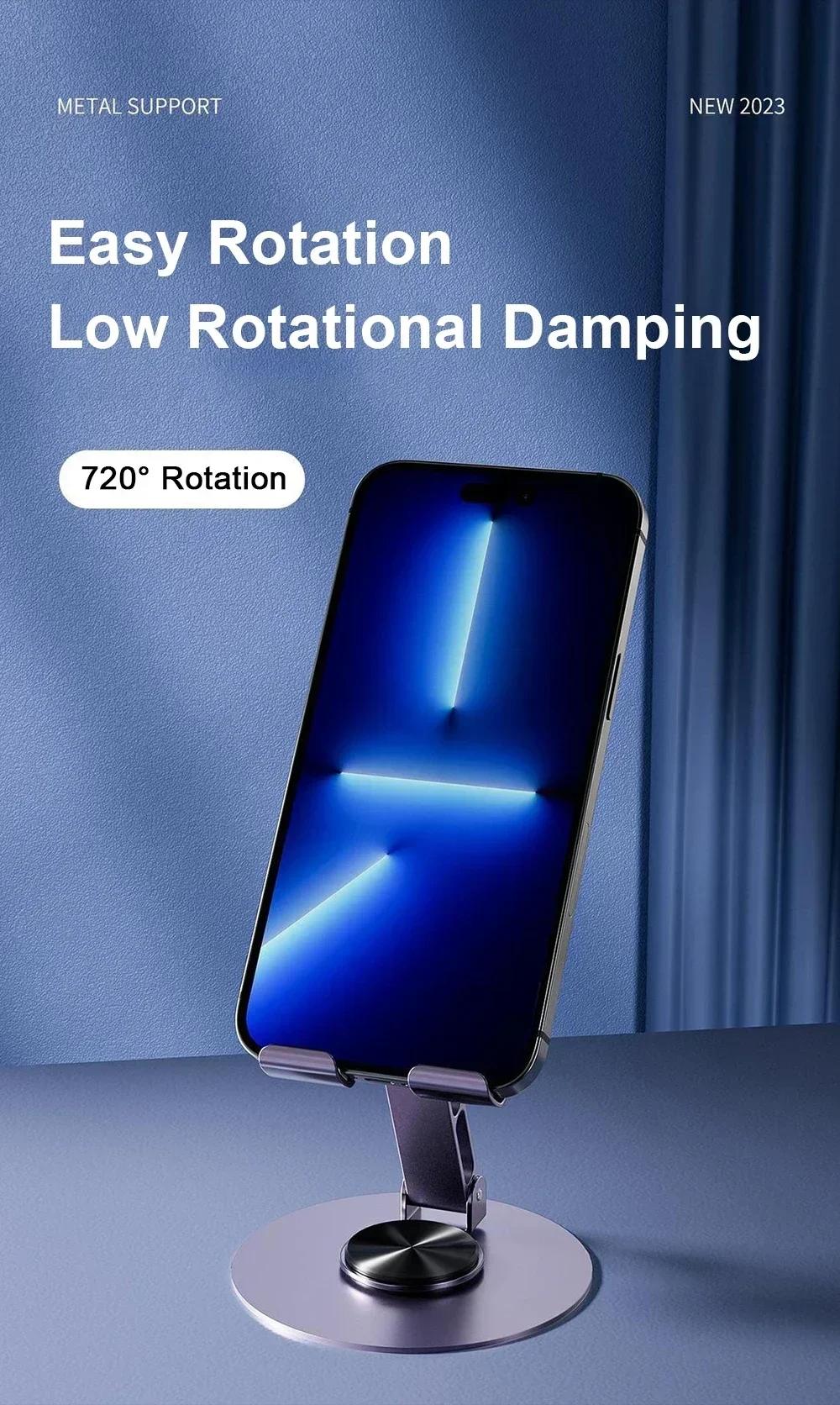 Dudukan HP Putar 360° Stand Meja Logam untuk Ponsel Lipat Anti Slip Pendinginan Panas Stabil Universal untuk Live Streaming & Nonton Video