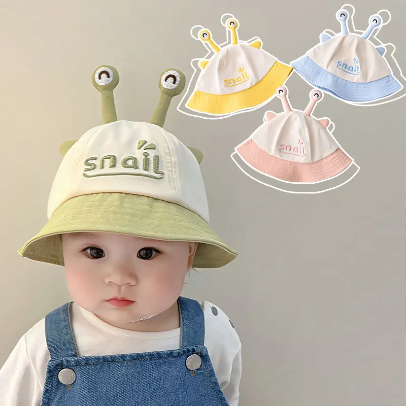 Mũ Chậu Trẻ Em, Thiết Kế Hình Ốc Sên Dễ Thương, Dành Cho Bé Trai Và Bé Gái, Rộng Vành, Tấm Che Nắng, Phong Cách Hoạt Hình, Có Ăng Ten, Làm Bằng Bông, Thích Hợp Cho Trẻ Em, Mũ Ngư Dân, Mũ Bucket Cho Bé 0-1 Tuổi