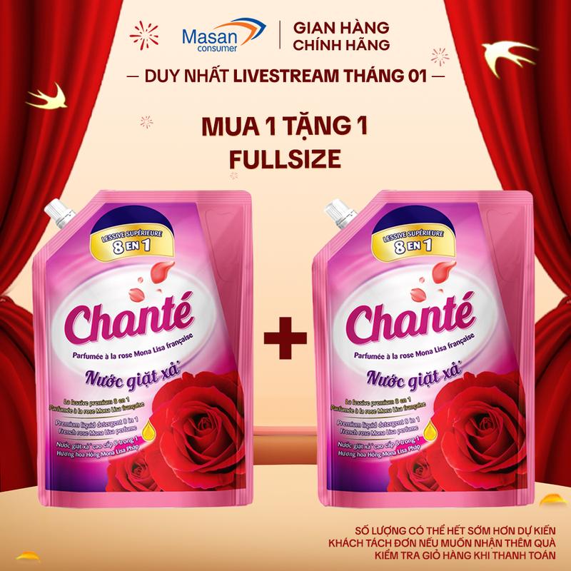  Chanté Combo 2 Nước Giặt Xả Cao Cấp 8 Trong 1 Chanté Túi X 3.05KG Hương Hoa Hồng Đỏ Mona Lisa Pháp Sang Trọng & Mùi Hương Nồng Nàn 