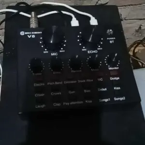 V8 Sound Card with Bluetooth Live Livestream Mixer External Microphone Mic Computer Sing Recording Audio Komputer Elektronik Laptop