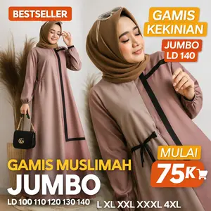 Dress Muslim Terbaru Jumbo Elegan Famela Ld 100 110 120 130 140 Dress Kekinian Best Seller Gamis