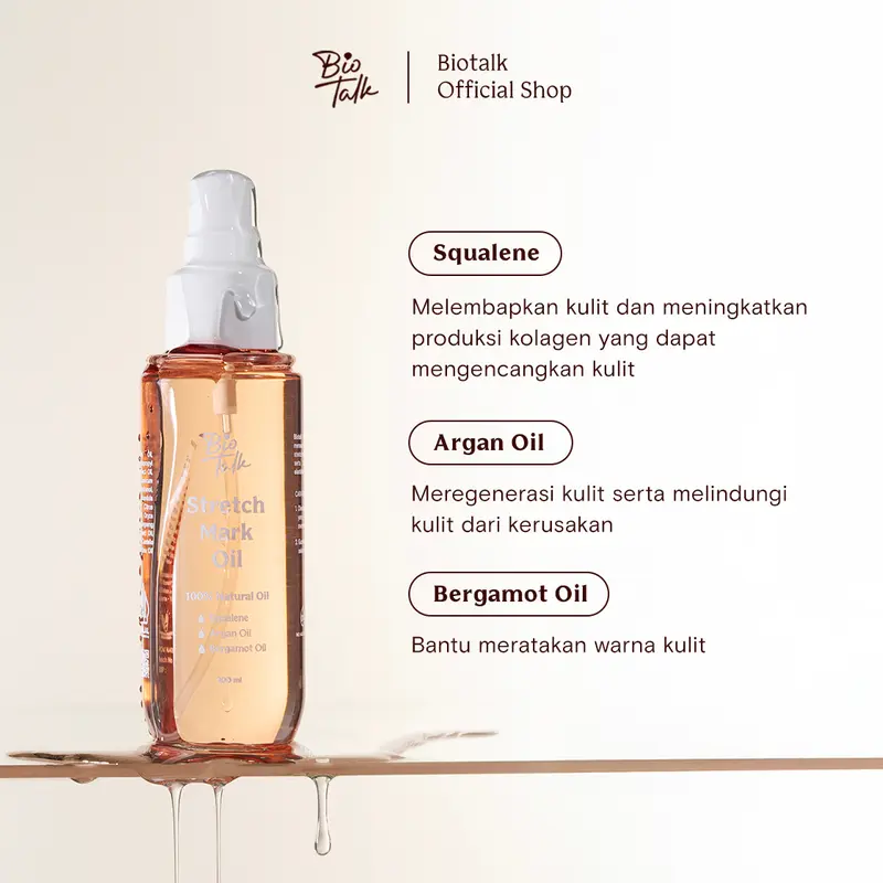 [NEW LAUNCH] Biotalk Stretch Mark Oil | 100ml | 100% Natural Oil | Mencegah & Menyamarkan Stretch Mark 3