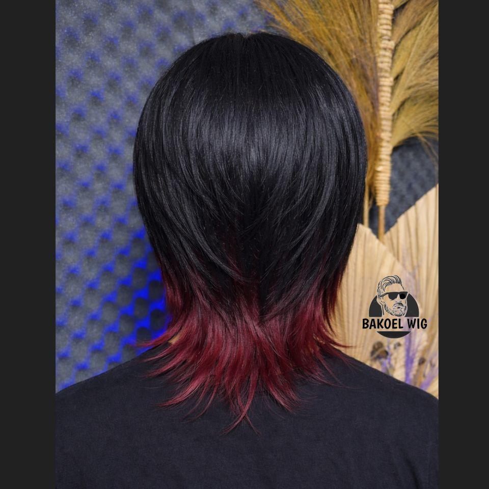 BAKOEL WIG PRIA RAMBUT PENDEK WOLFCUT CURTAIN GAYA ARTIS KOREA kode A5 Curtain warna Dewasa